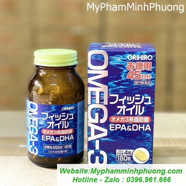 Dầu cá omega 3 Orihiro Nhật Bản hộp 180 viên Dầu cá omega 3 Orihiro Nhật Bản hộp 180 viên